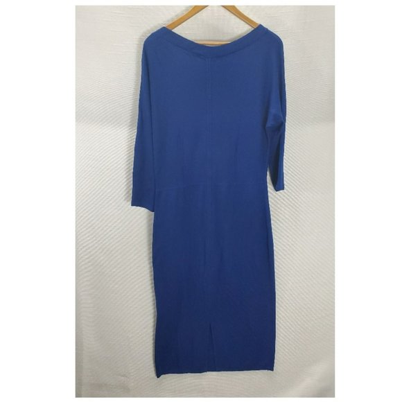 Eva Mendes NY&C Midi Sweater Dress Womens Large Blue 3/4 Sleeve Pencil Stretch - Picture 5 of 13